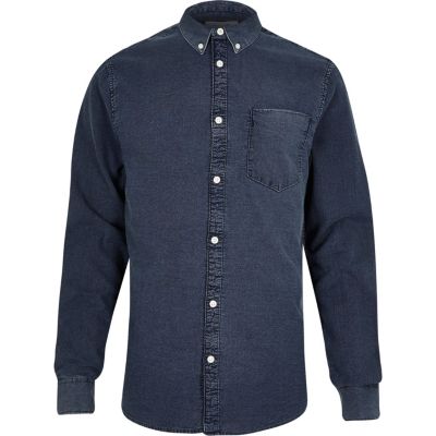 Dark blue wash Oxford shirt